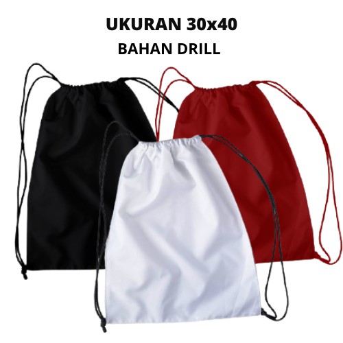 PROMO COD Tas  Serut  Polos Stringbag Warna  Putih Hitam  