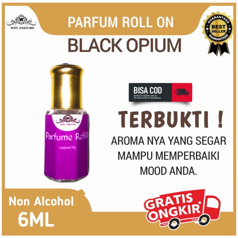 Parfum Roll on BLACK OPIUM 6ML | Parfume Pria Wanita Non alkohol | Minyak wangi oles tahan Lama