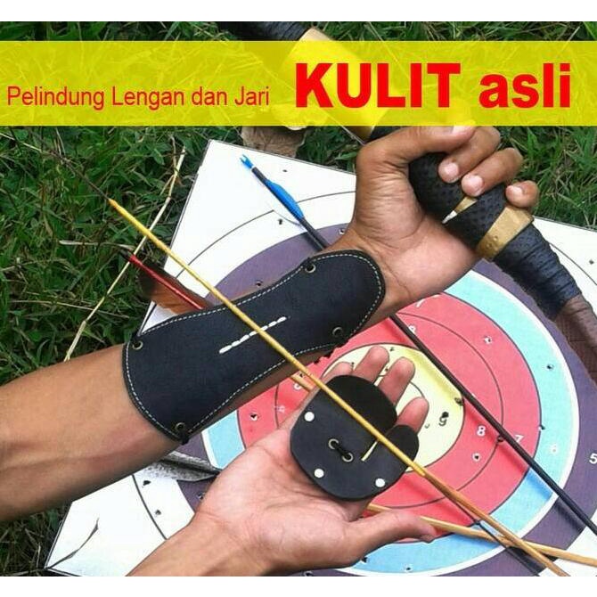 paket pelindung panahan tangan jari archery kulit asli