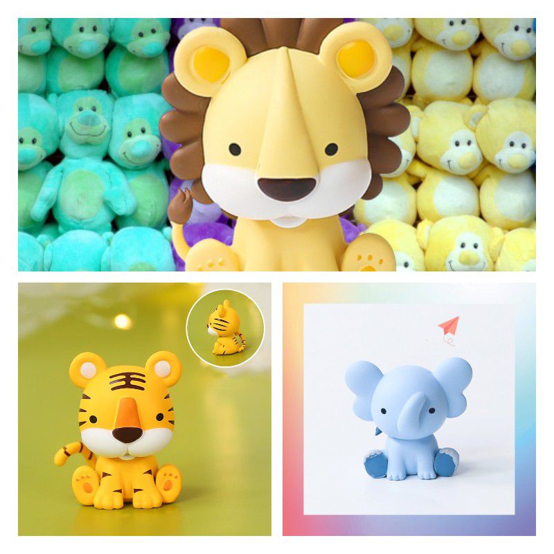 Forest Animal Jungle Theme Tiger Lion Doll Birthday Party PVC Cake Decoration Mold