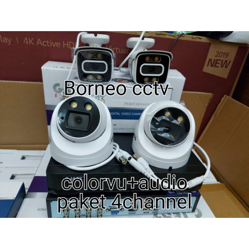 Paket kamera cctv 4channel 4kamera glenz colorvu+audio suara 2mp 1080p full hd