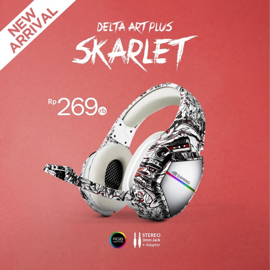 Headset Digital Alliance Delta Art Skarlet - RGB Headset Gaming DA Delta Art Plus Skarlet