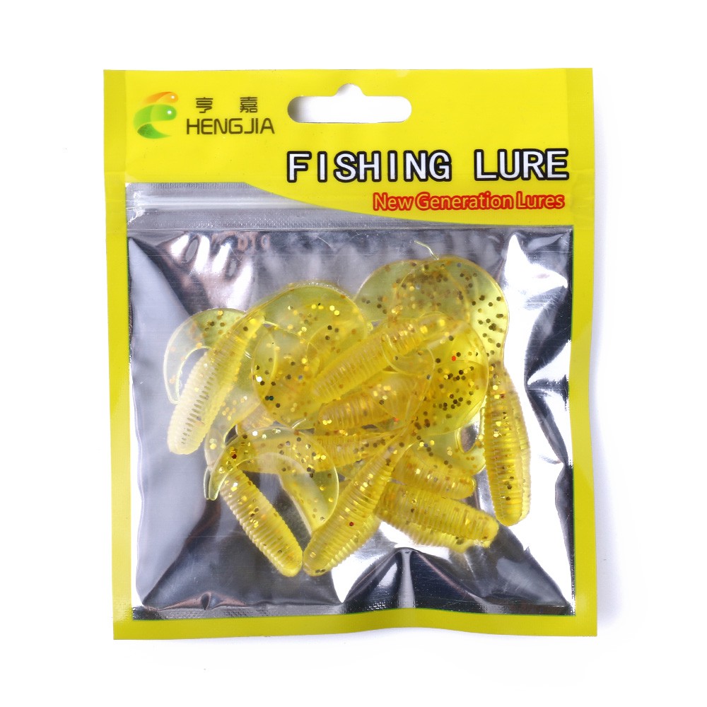 HENGJIA 10pcs/bag Softworm Umpan Pancing Cacing lifelike locust lunak melengkung Fishing Lure Tackle