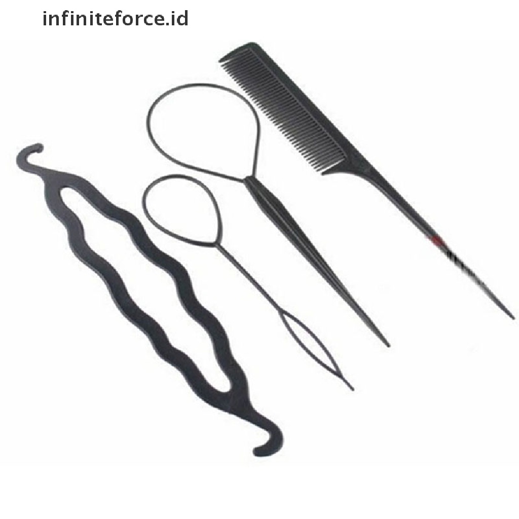 (infiniteforce.id) 4pcs / Set Klip Pembuat Bun / Cepol / Ponytail / Kepang Rambut Untuk Wanita