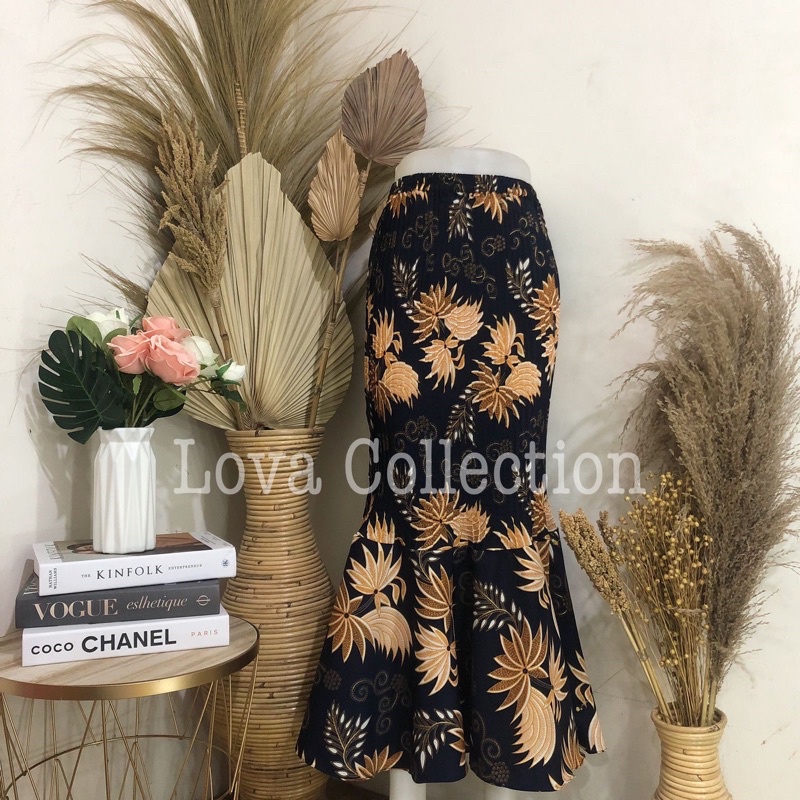 ROK BATIK DUYUNG PLISKET-Cendrawasih Gold