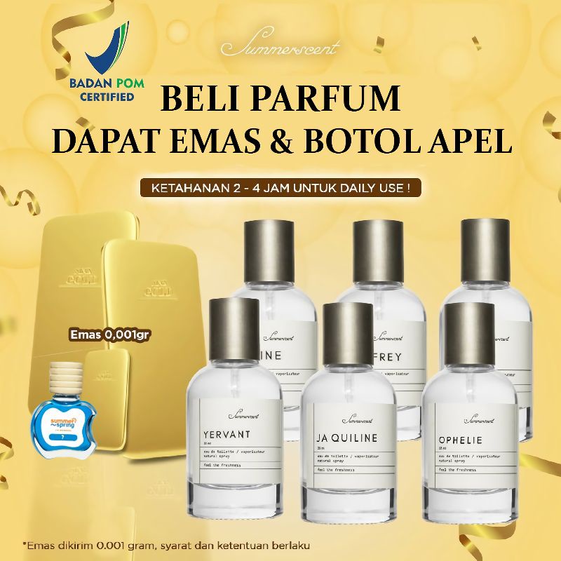 Parfum Summerscent dapat Botol Apel & Emas Gratis | BPOM | Unisex Wangi Elegant 35 ML