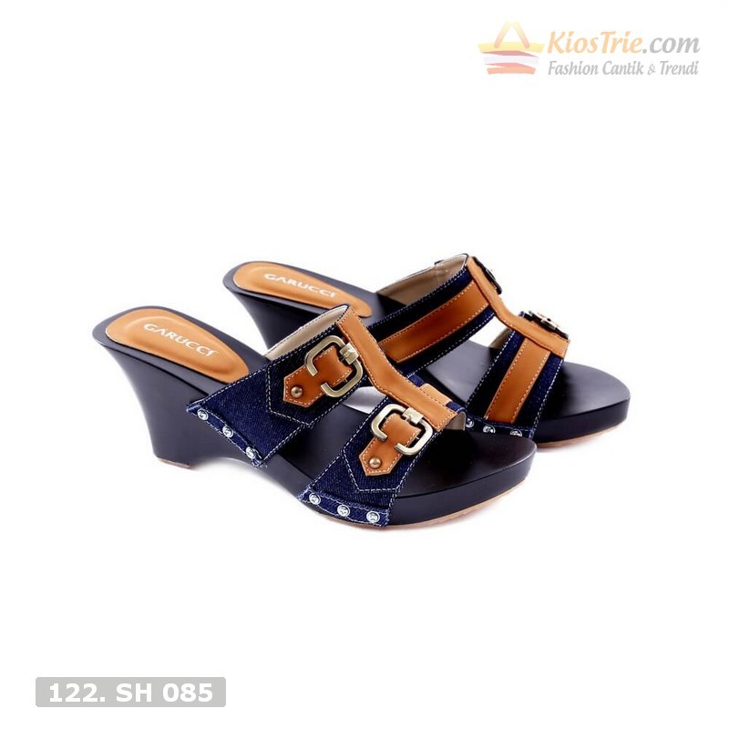 Wedges Wanita | Bahan Denim Synth | Warna Blue Comb | Uk. 36-41 | 580 HS