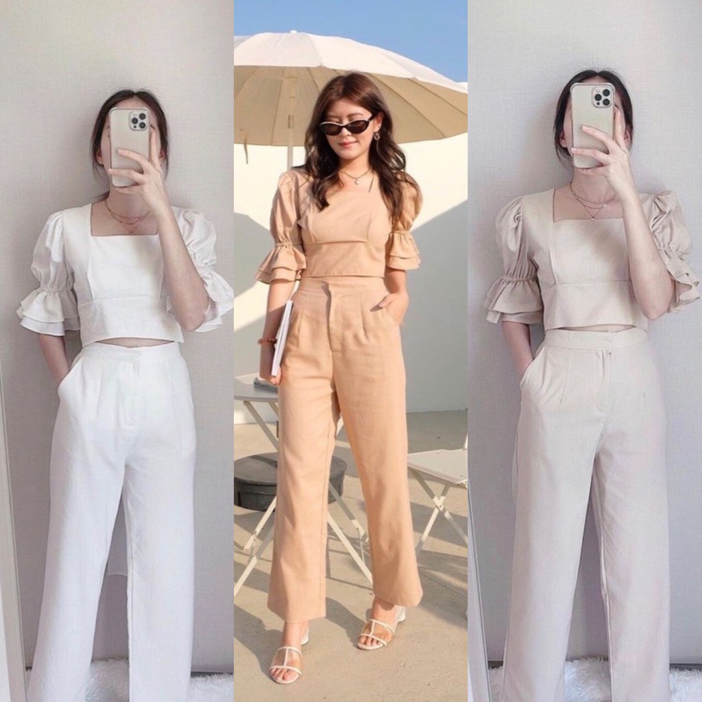BS-SET0060 Import Setelan Wanita Jumpsuit Korea Sharleen Set Baju Kantoran