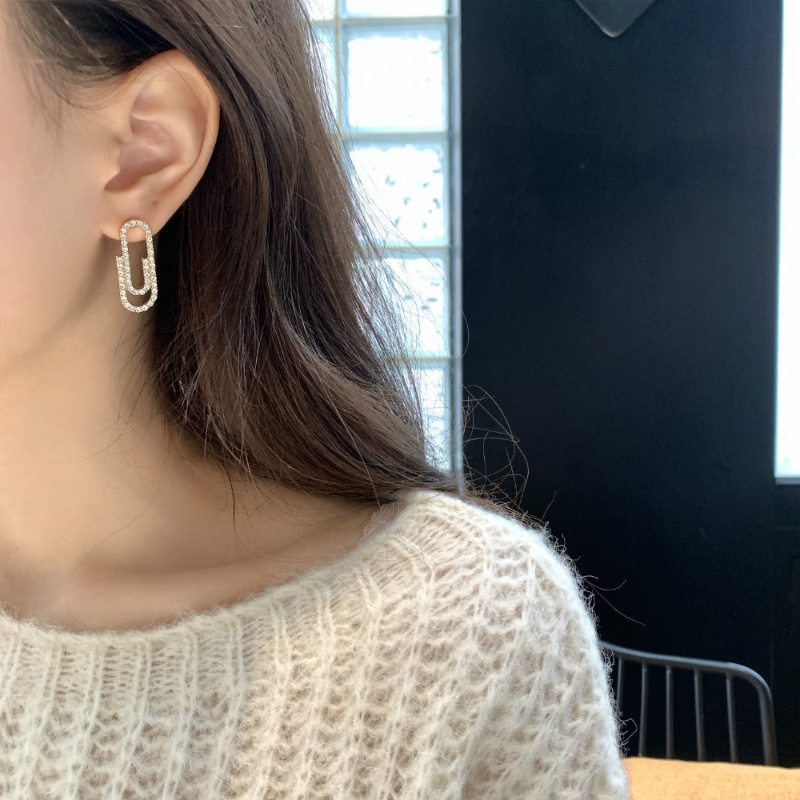 Anting oval Berlian Berkilau Aksesoris Telinga fashion Korea Wanita