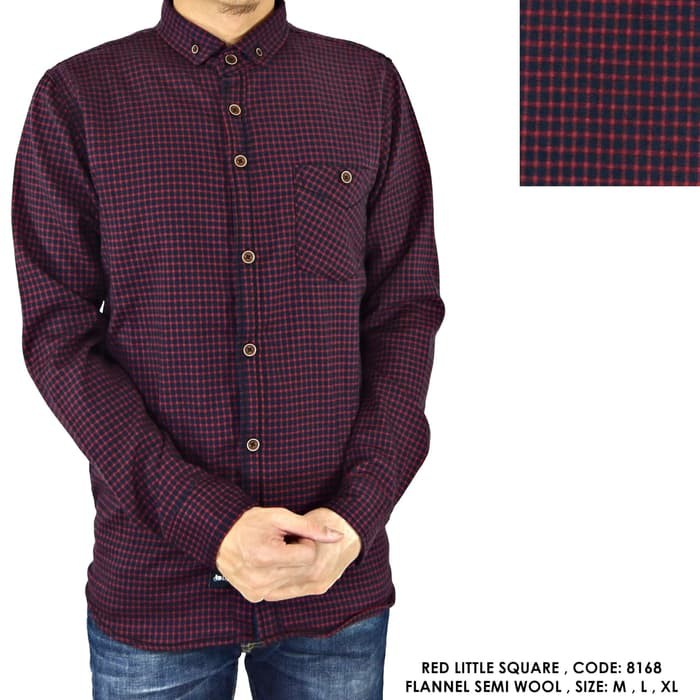 kemejapria 9511LV BAJU KEMEJA PANJANG KERJA KANTOR COWOK PRIA FLANEL FLANNEL KOTAK MERAH sesuai di f