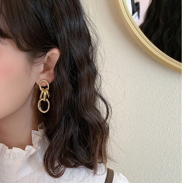 2023fashion Baru Anting Geometris Anting Pejantan Logam Sederhana Aksesoris Fashion