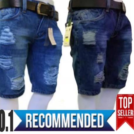(PALING DICARI) Celana Pendek Jeans Pria Keren Distro Model Sobek Robek / Celana Jeans Sobek Pria / 