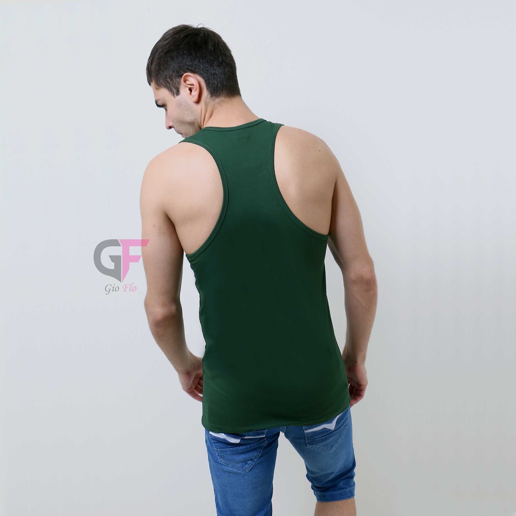 GIOFLO Baju Cowok Kaos Singlet Pria Dewasa Hijau Tua / SGL 18