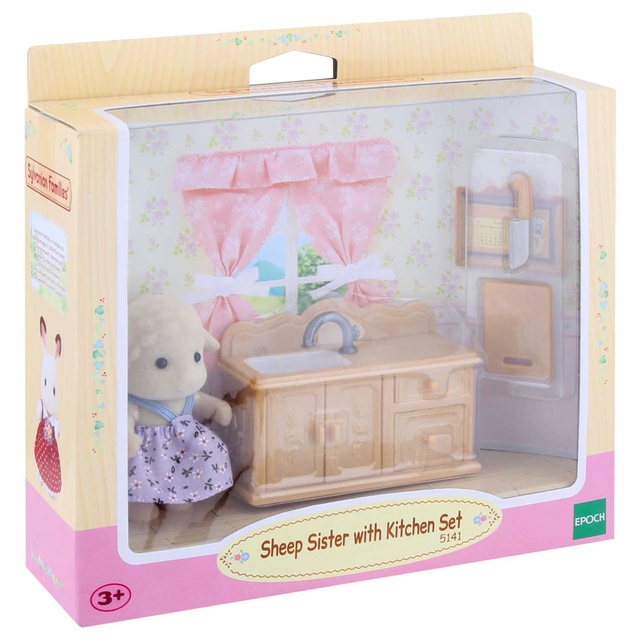 Multicolore 5141 SYLVANIAN FAMILIES Sylvanian Families-5141 Sheep Sister with Kitchen Set 