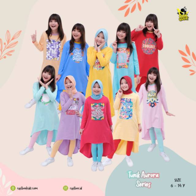 6-14T BAJU TUNIK ANAK PEREMPUAN REMAJA TANGGUNG TUNIK ANAK MURAH BISA COD BAHAN KAOS COOLBEE LEGGING