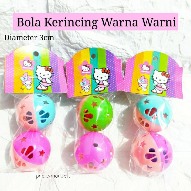 Mainan Kucing Bola Kerincing Warna Warni isi 2 / Cat Toys Murah