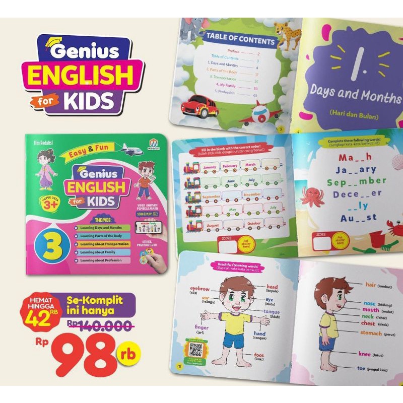 

Genius English Kids Isi 4 Buku/ Buku Latihan Bahasa Inggris Isi 4 Buku/ Buku Bahasa Inggris Balita isi 4 Buku