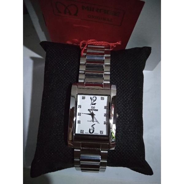 jam tangan Mirage Rante silver segi pria/wanita 7061