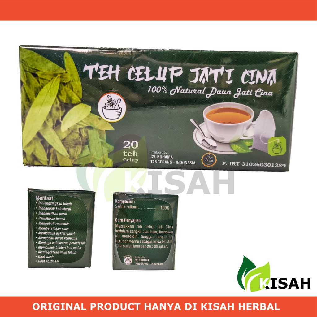 Teh Daun Jati Cina Celup 20 Bag - Pelangsing (DIET) Peluntur Lemak Penurun Berat Badan Pelancar BAB