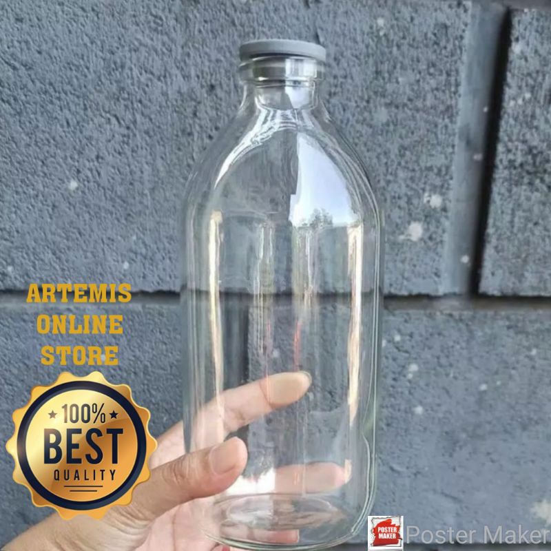 Botol Jamu Kaca 500 ml / Botol Minuman / Botol Kaca Bening / Botol Kaca Serbaguna / Botol Jamu