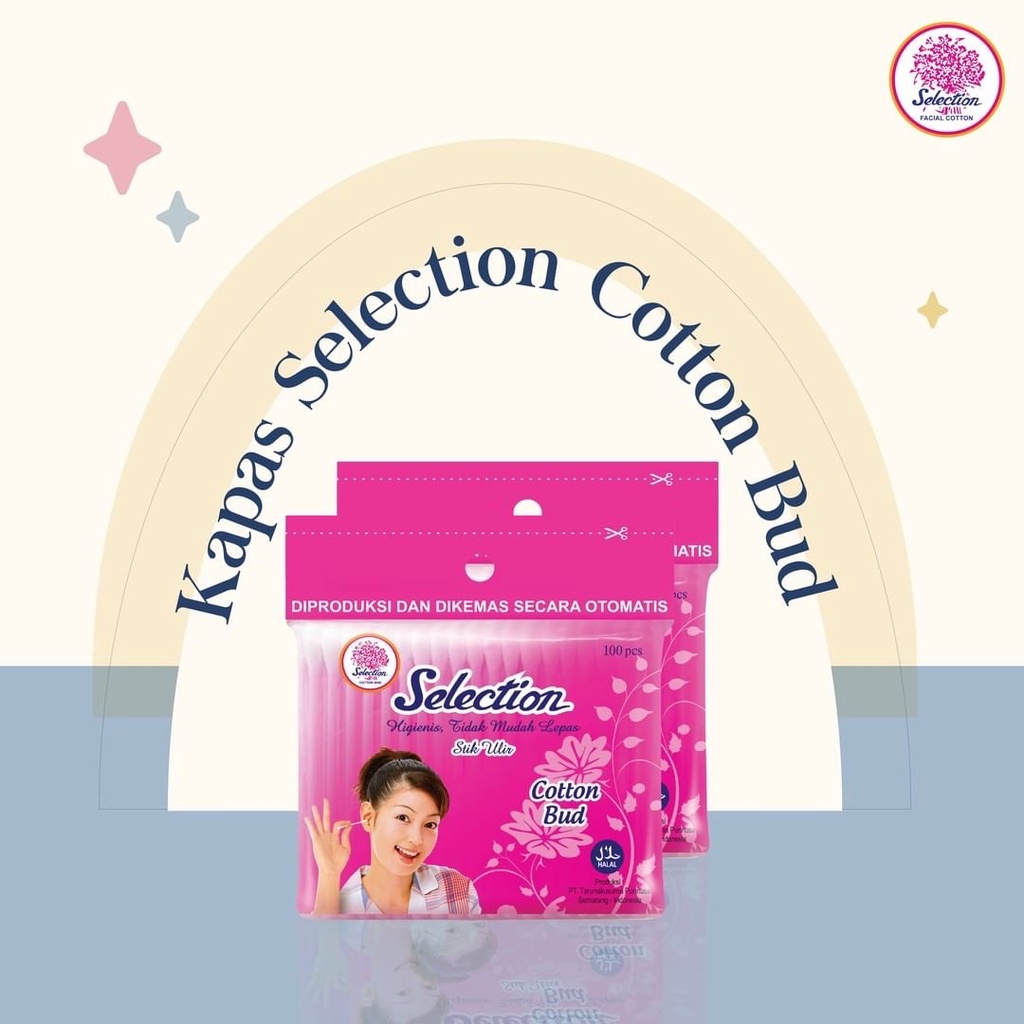 SELECTION Cotton Bud Indonesia / Kapas Stik Ulir Baby 100pcs 180pcs Box Ziplock Refill / Kecantikan Special Lapis Tipis Tebal Oval Round Bulat Kotak Ball Buds Medisoft Hijau Biru Modis Rona Kharisma / Pembersih Wajah Facial Cleanser Toner Essence / Paket