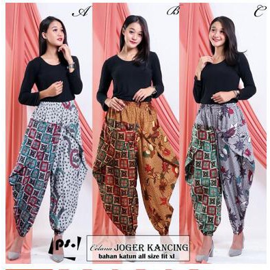 CELANA JOGER KANCING BAWAHAN BATIK WANITA MURAH
