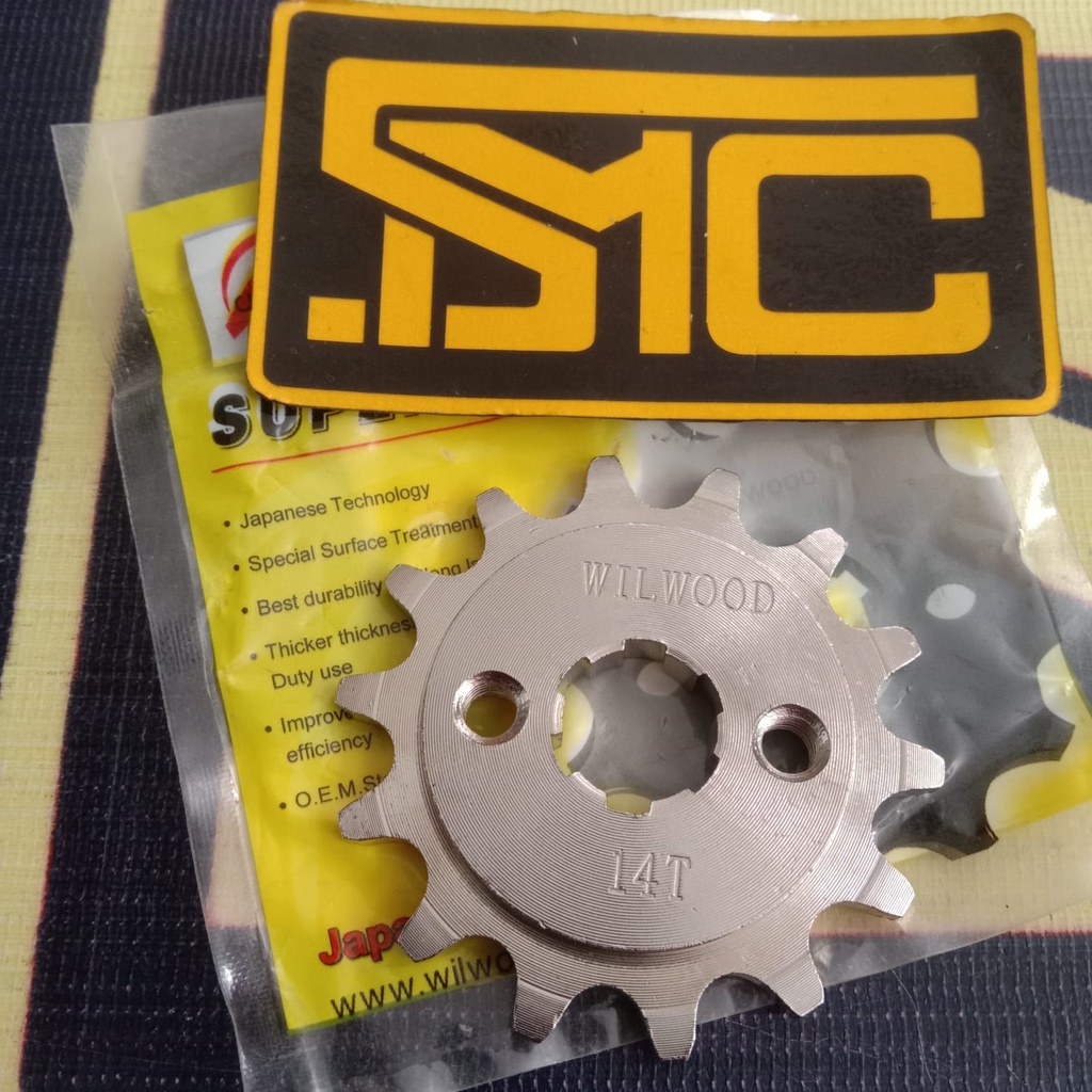 Gear Gir Depan / Front Sproket Suzuki Smash / Shogun / Satria 2T 415 14T Wilwood Baja Nickel-1