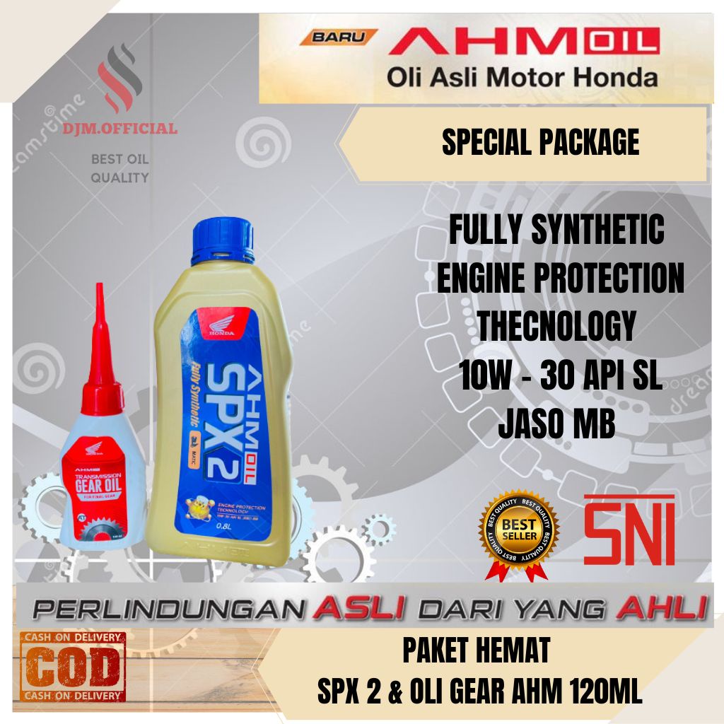 PAKET HEMAT OLI AHM OIL SPX 2 10W-30 SL JASO-MB FULLY SYNTHETIC OLI MATIC SPX2  800 ML FULL SINTETIS ORIGINAL