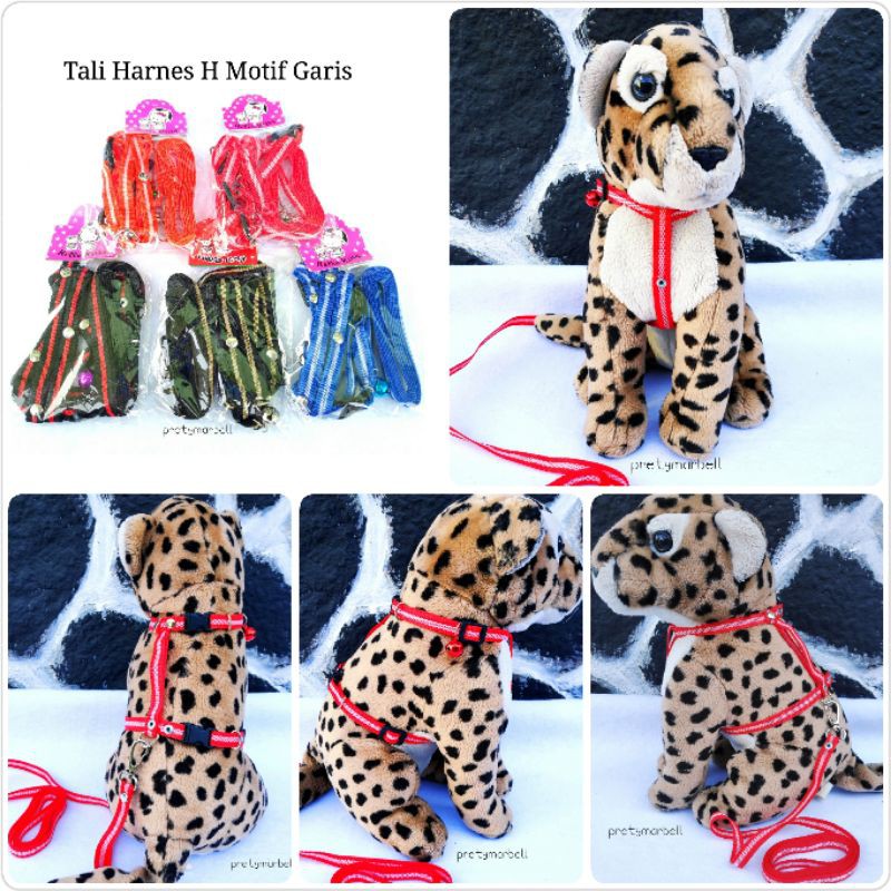 Harness H Motif Garis Tali Badan Hewan Peliharaan Kucing Kelinci Murah