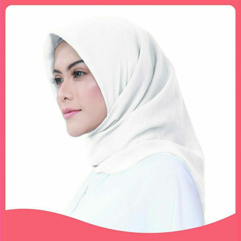 Kerudung Segi Empat Polos Premium Putih Keisha Sadia Elzatta Hijab Jilbab Segiempat Scarf Ori