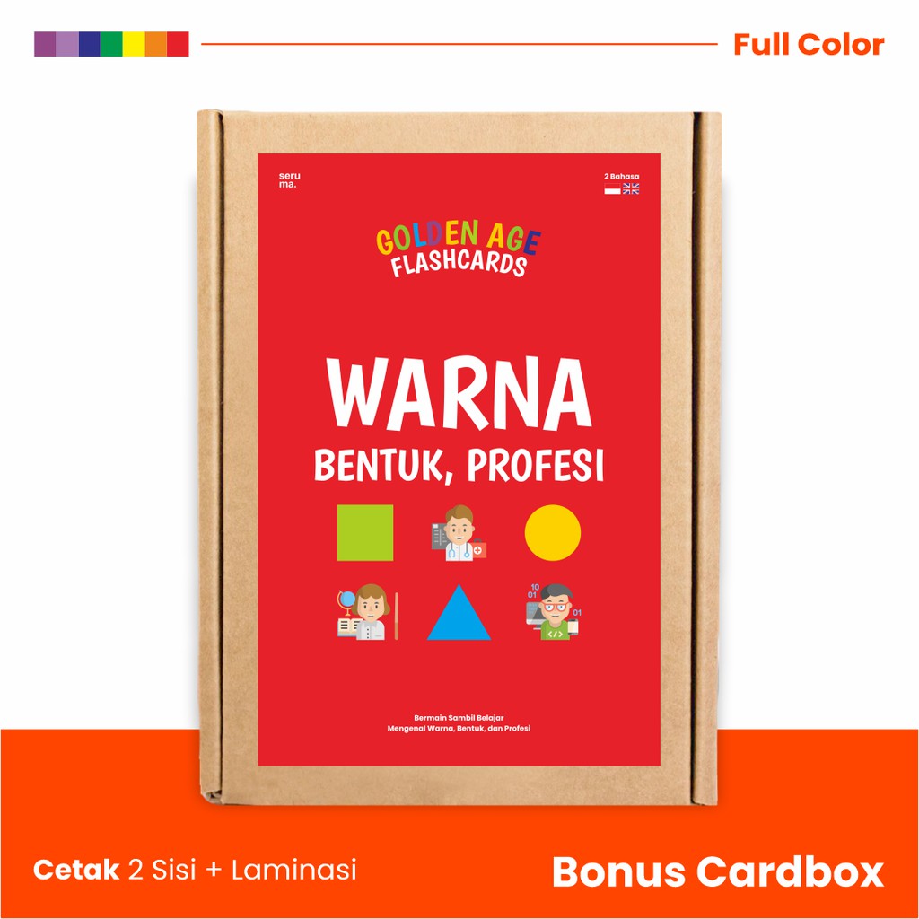 

FLASH CARD Warna, Bentuk, & Profesi - BONUS CARDBOX