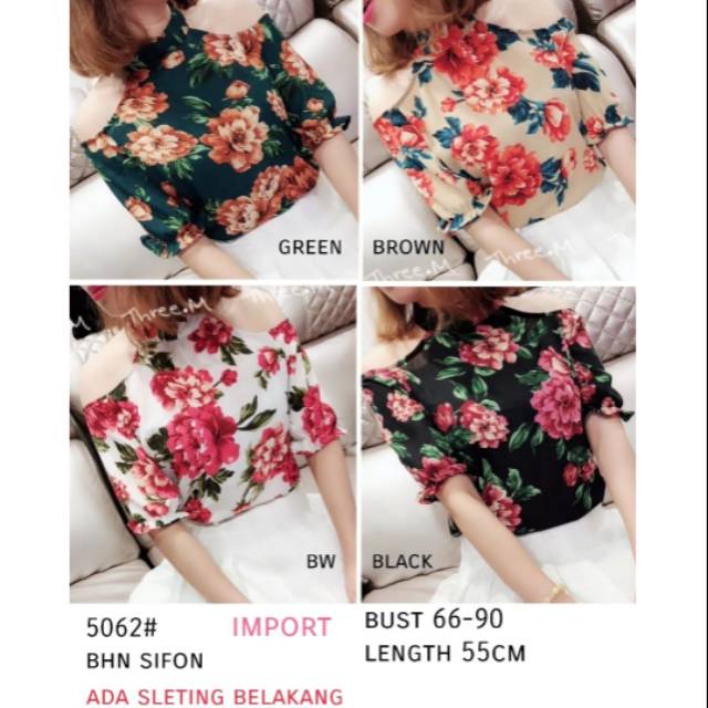 Blous wanita Baju motif bunga Blouse kembang