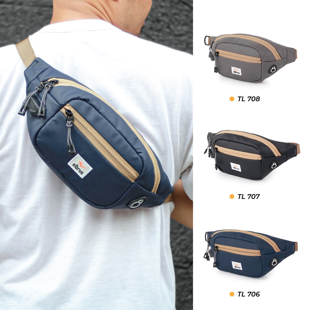 TAS SELEMPANG PRIA WAITBAG COWOK ANTI AIR ELBRUS SERIES SIMPEL MINIMALIS MUAT HP DOMPET KUNCI DISTRO