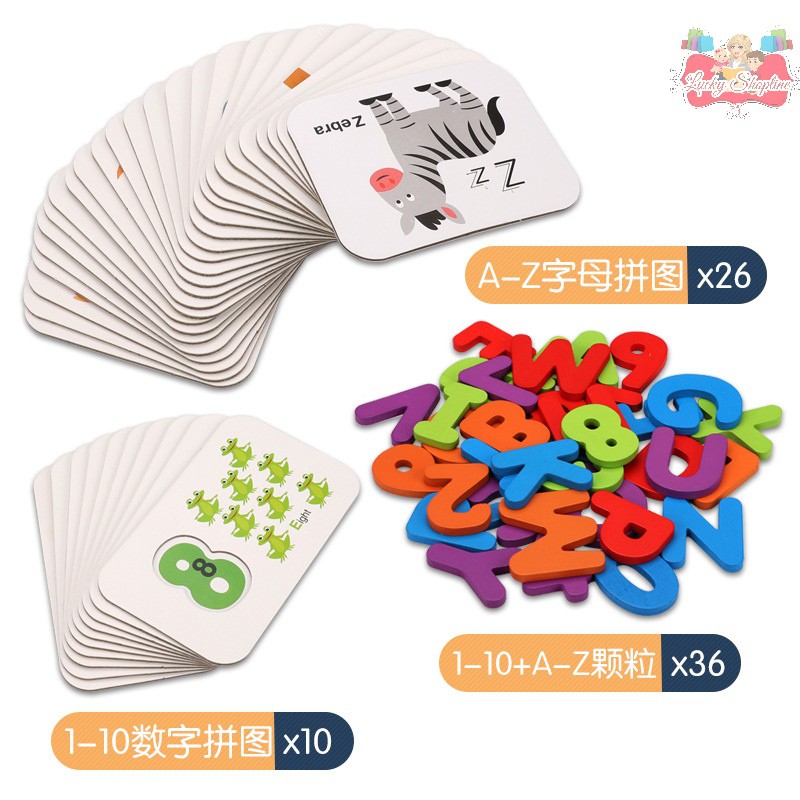 [BIG SALE] Mainan Edukasi ZSB18 Learn Alphabeth and Number Wooden Toys Mainan Kayu Puzzle Mainan Montessori