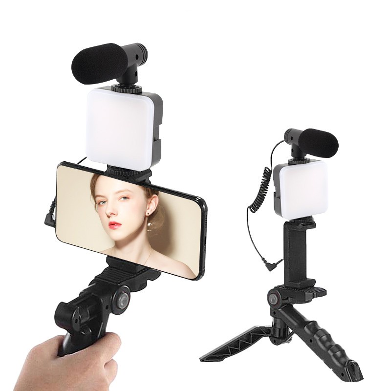 TRIPOD VIDEO MAKING KIT AY-49 BLUETOOTH MIKROFON LAMPU LED VLOGGING