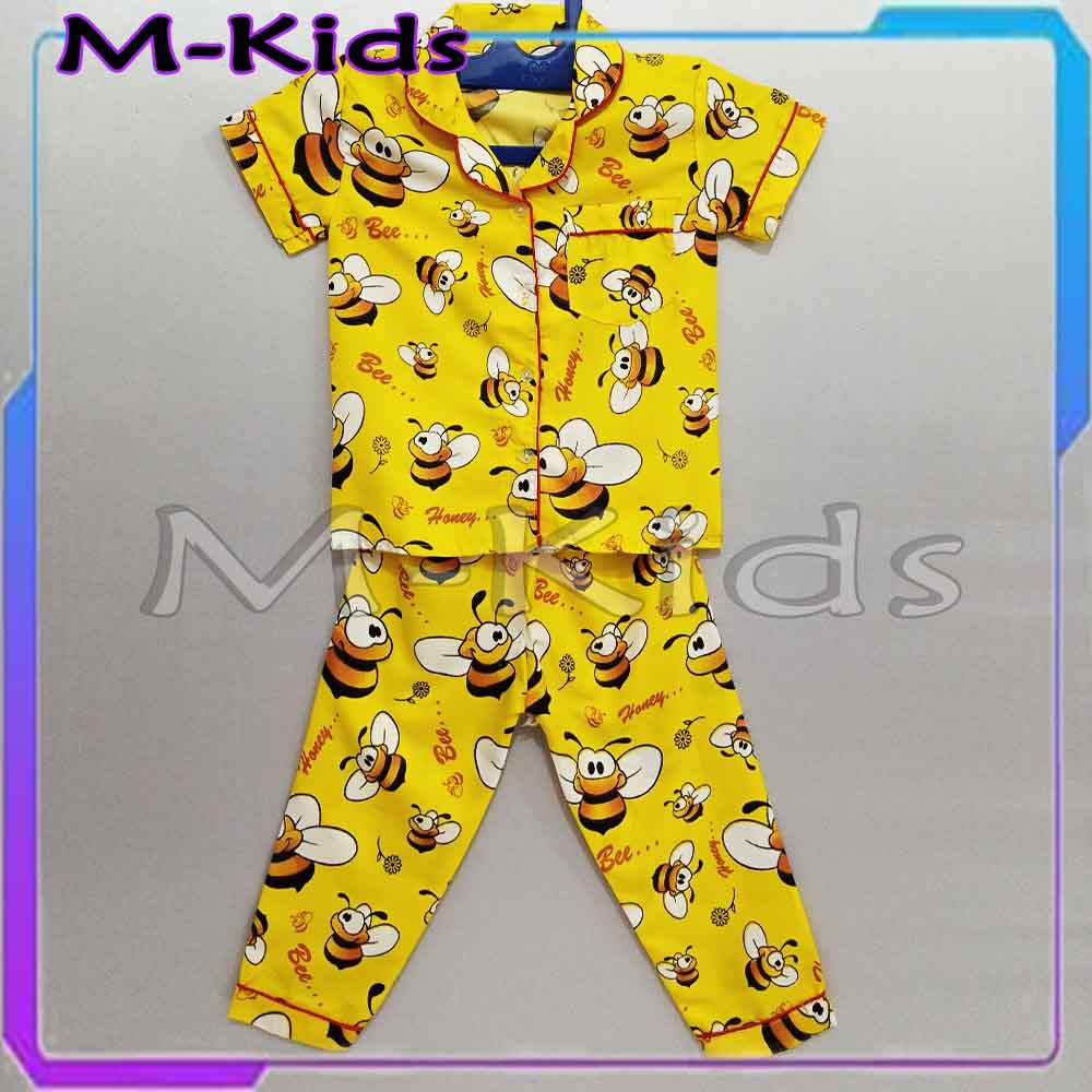 MKids88 - Baju Setelan Katun Anak Gambar Retro Lebah / Honey Bee Stitch LOL