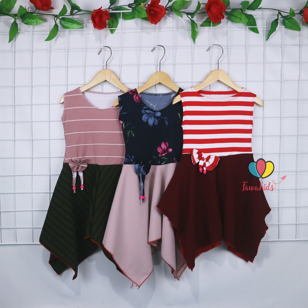 Dress Alona uk 1-2 Tahun / Dress Balita Dress Anak Cewek Dress Import Dress Yukensi Dress Murah