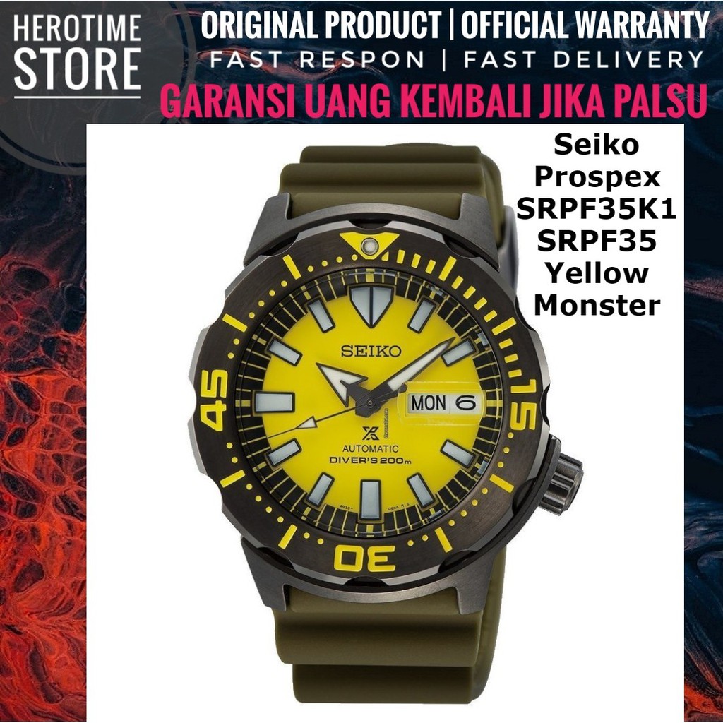 Jam Tangan Seiko Prospex SRPF35K1 SRPF35 Yellow Monster ORIGINAL