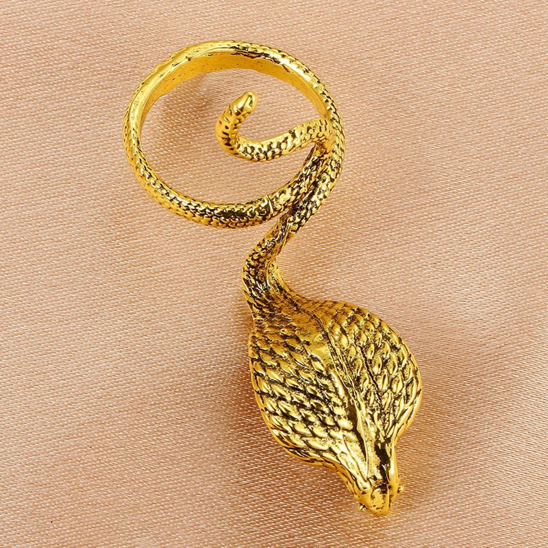 Fancyqube Cincin Bentuk Ular Warna Metalik Gaya Vintage Serbaguna Untuk Pria Dan Wanita