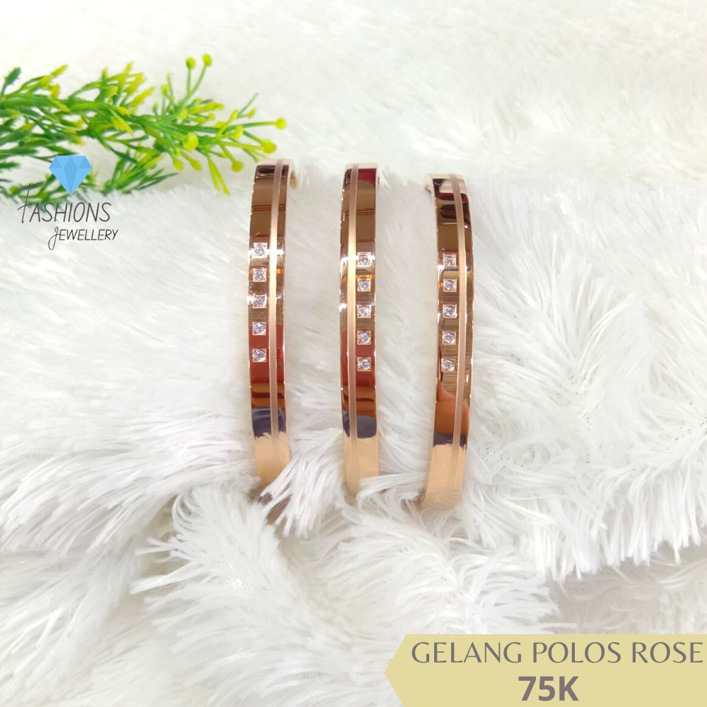 Gelang tangan polos titanium rose gold