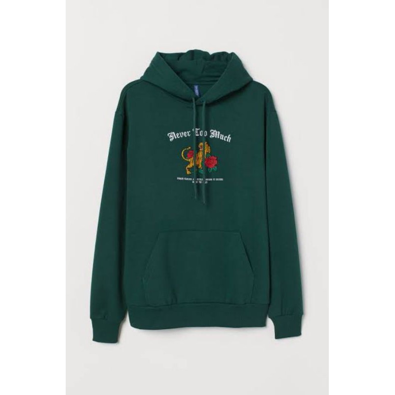 H&M Hoodie Never Too Much Green