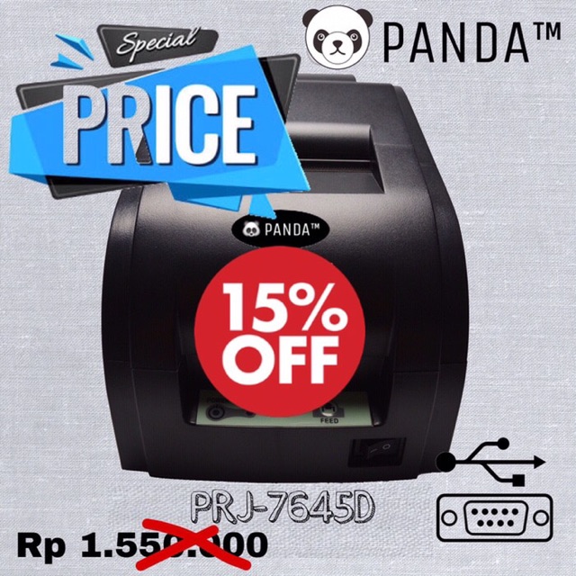 MINI POS RECEIPT DOTMATRIX PRINTER KASIR PANDA PRJ-7645D (USB+Serial) KERTAS HVS 76 MM 1-2-3 PLY