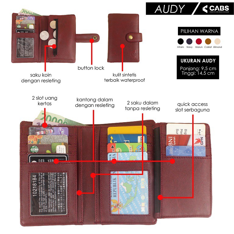 Cabs - Dompet Wanita  Type Audy Remaja / Dewasa Mini Original Lokal Terbaru Terlaris