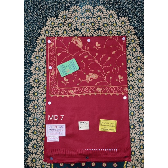 SORBAN Kashmiri Sulam dan printing motif original KUNING KUNYIT-Kode F