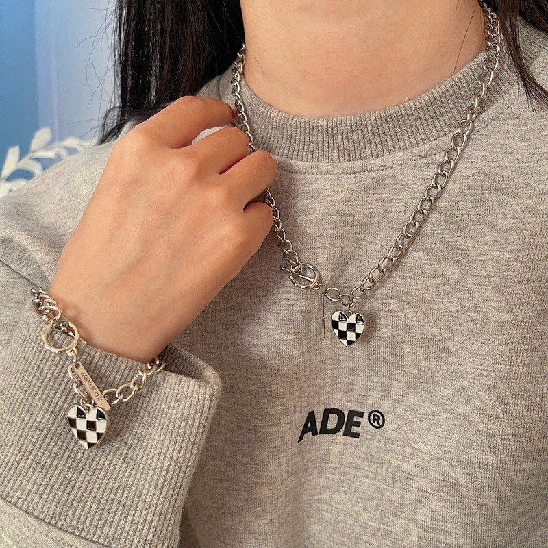 New Korean Style Simple Black and White Plaid Jewelry Accessories for Women Girls
