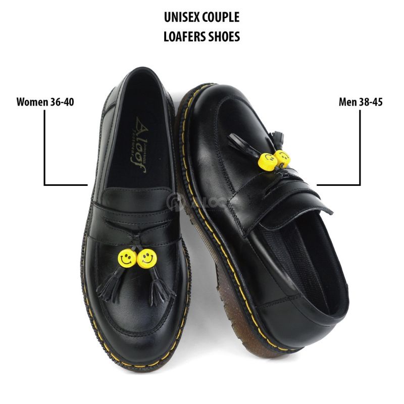 36-45 Aloof SMILE - Sepatu Penny Loafers Pria Wanita Unisex Kulit Original