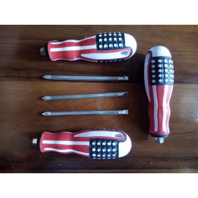 Obeng Plus Minus (2 in 1) Motif Bendera Amerika