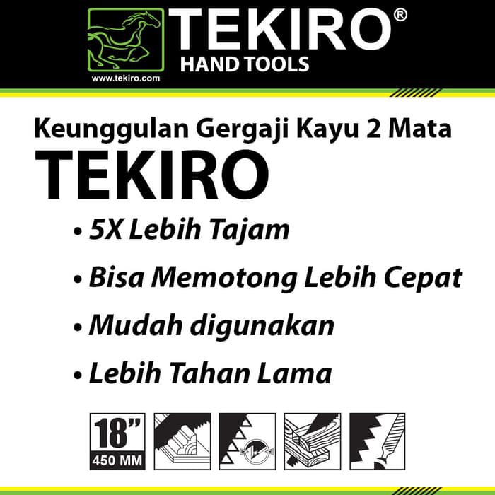 TEKIRO - GERGAJI KAYU 18 INCH GERGAJI TANGAN GAGANG TPR FIBER 2 MATA