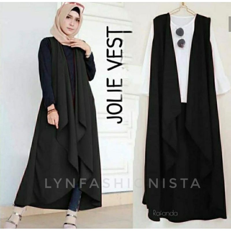 LYNFASHIONISTA-LONG OUTER WANITA MUSLIM MODEL LAYER DEPAN TEBAL/JOLIE