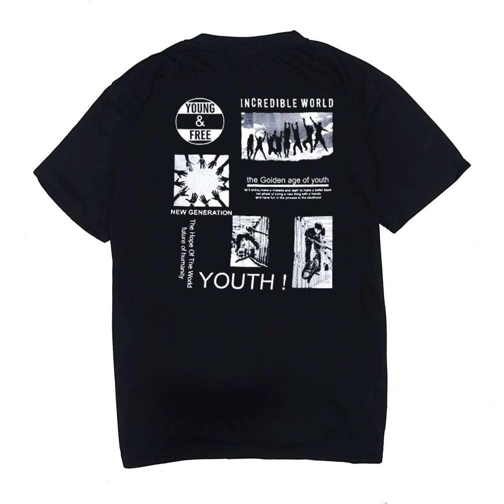 Kaos Pria/Young And Free/Kaos Hitam/1